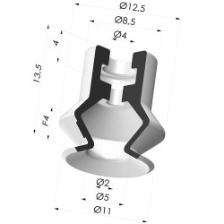Ventosa 1.5 Fole Série PBG Ø 11MM