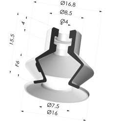 Ventosa 1.5 Fole Série PBG Ø 16MM
