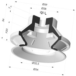 Ventosa 1.5 Fole Série PBG Ø 54MM