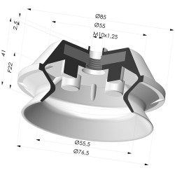 Ventosa 1.5 Fole Série PBG Ø 76,5 mm