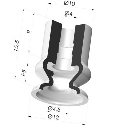 Ventosa 1.5 Fole Série 1 Ø 12MM