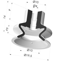 Ventosa 1.5 Fole Série 1 Ø 20MM - com Recesso