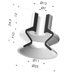Ventosa 1.5 Fole Série 1 Ø 25MM