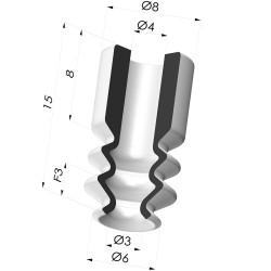 Ventosa 2.5 Fole Série 8 Ø 6MM