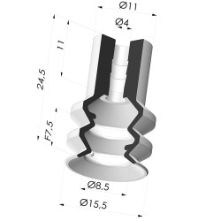 Ventosa 2.5 Fole Série 2 Ø 15,5 mm