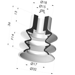 Ventosa 2.5 Fole Série 2 Ø 31,8 mm