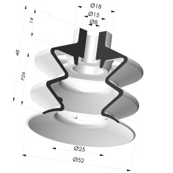 Ventosa 2.5 Fole Série 2 Ø 52MM