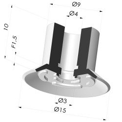 Ventosa plana Série 7 Ø 15 mm