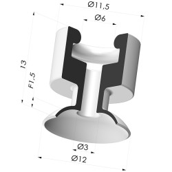 Ventosa plana Série 7PH Ø ​​12 mm