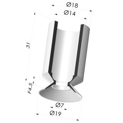 Ventosa plana Série 7 Ø 19 mm