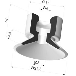 Ventosa plana Série 7 Ø 20 mm