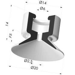 Ventosa plana Série 7 Ø 20 mm