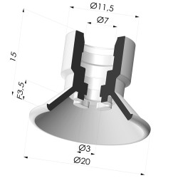 Ventosa plana Série 7 Ø 20 mm
