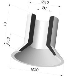 Ventosa plana Série 7 Ø 20 mm