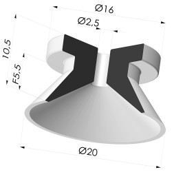 Ventosa plana Série 7 Ø 20 mm