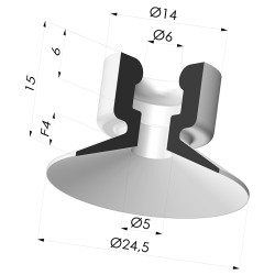 Ventosa plana Série 7 Ø 24,5 mm