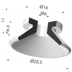 Ventosa plana Série 7 Ø 25,5 mm