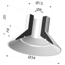 Ventosa plana Série 7 Ø 34 mm
