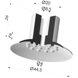 Ventosa plana Série 7 Ø 44 mm