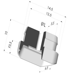 Ventosa oblonga Série 4 14x6,8 mm