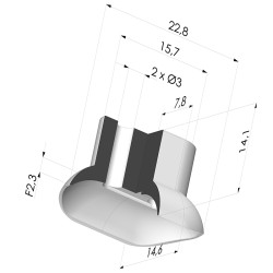 Ventosa oblonga, série 4, 22,8 x 14,6 mm