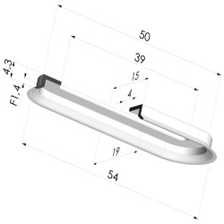 Ventosa retangular Série 4 54x18mm