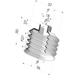 Ventosa oblonga Série 4PA 56x38MM, mais rígida