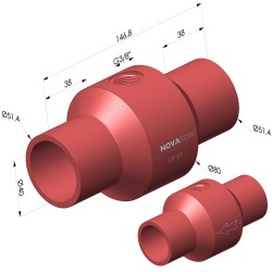 Sistema de transporte pneumático Venturi Série TP - Diâmetro interno de 40 mm