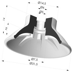Ventosa plana, série 99, Ø 31,5 mm