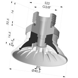 Ventosa plana série 99 Ø 40,5 mm com encaixe macho G3/8"