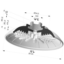 Ventosa plana série 99 Ø 124 mm com encaixe fêmea G3/8"