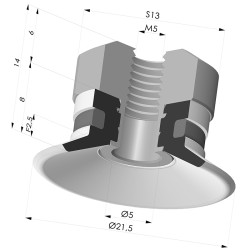 Ventosa plana Série 9 Ø 21,5 mm