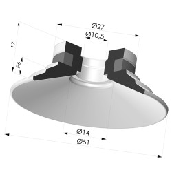 Ventosa plana Série 9 Ø 51 mm