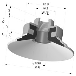 Ventosa plana Série 9 Ø 51 mm