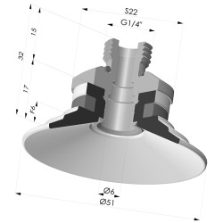 Ventosa plana Série 9 Ø 51 mm