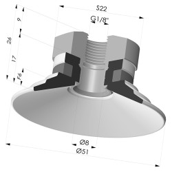 Ventosa plana Série 9 Ø 51 mm