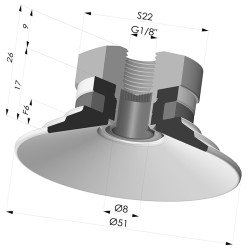Ventosa plana Série 9 Ø 51 mm