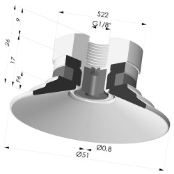 Ventosa plana Série 9 Ø 51 mm