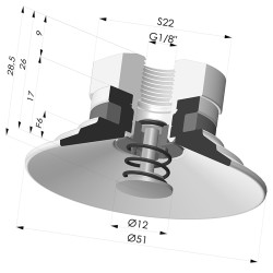 Ventosa plana Série 9 Ø 51 mm