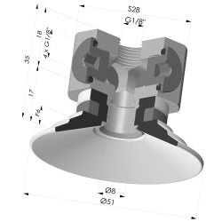 Ventosa plana Série 9 Ø 51 mm
