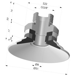 Ventosa plana Série 9 Ø 51 mm