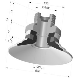 Ventosa plana Série 9 Ø 51 mm