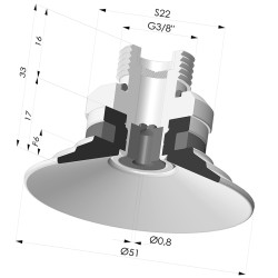 Ventosa plana Série 9 Ø 51 mm