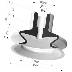 Ventosa 1.5 Fole Série 8A Ø 49MM