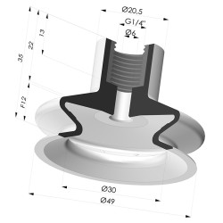 Ventosa 1.5 Fole Série 8A Ø 49MM