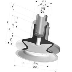 Ventosa 1.5 Fole Série 8A Ø 49MM