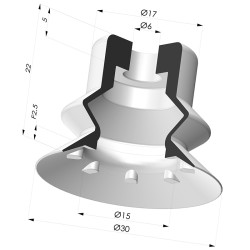 Ventosa 1.5 Fole Série 81SB Ø 30MM