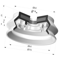 Ventosa 1.5 Fole Série 8SB SPF Ø 75MM