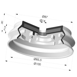 Ventosa 1.5 Série de foles 8SB SPF Ø 100 mm