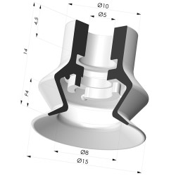 Ventosa 1.5 Fole Série 8SB Ø 15,3 mm